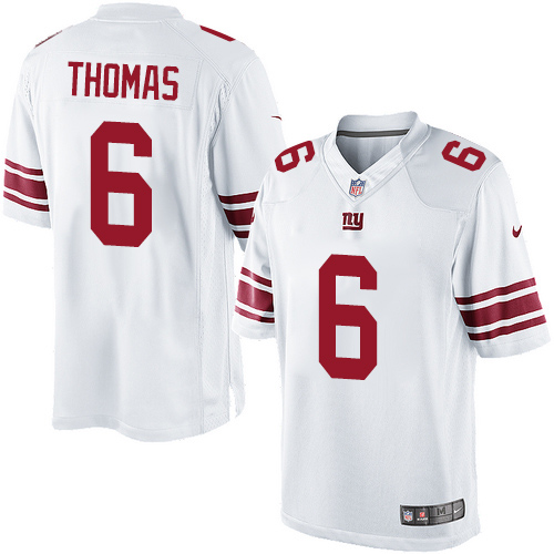 Men's Limited Logan Thomas Nike Jersey White Road - #6 NFL New York Giants